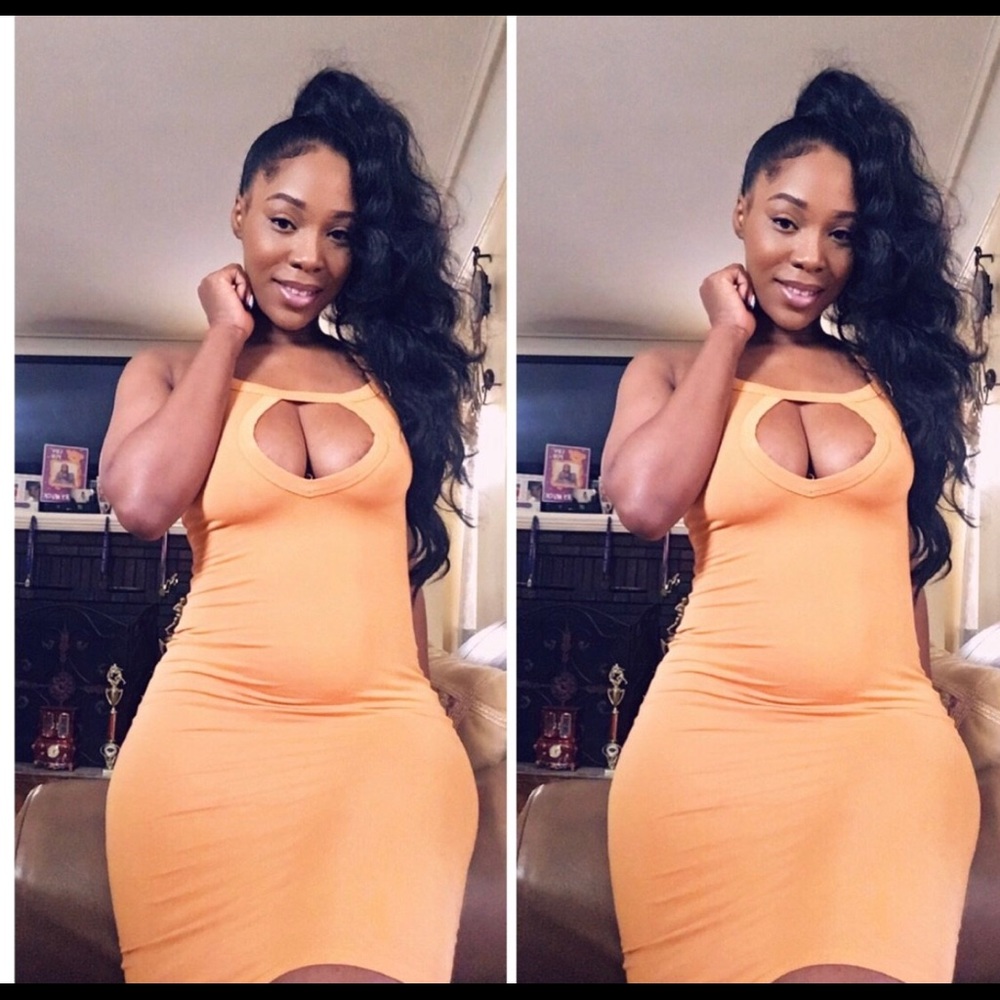 Mustard cut out dress